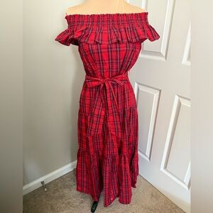 Draper James Red Plaid Smocked Dress